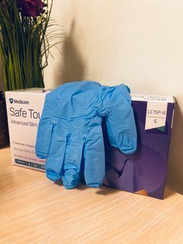 Рукавички нітрилові текстур без пудри, синій, S, 1уп -100 шт, Medicom 3038 фото