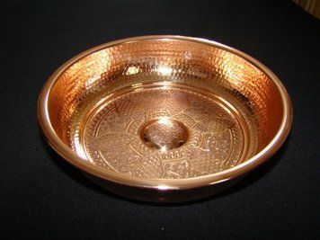 Чаша (таз, миска) для хамама, мідна, 21х5см 25006 фото